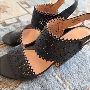 XOXO Black Laser-Cut Women's Sandals